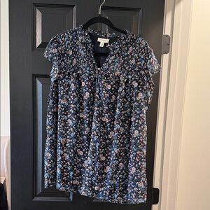 Navy Floral Women's Blouse